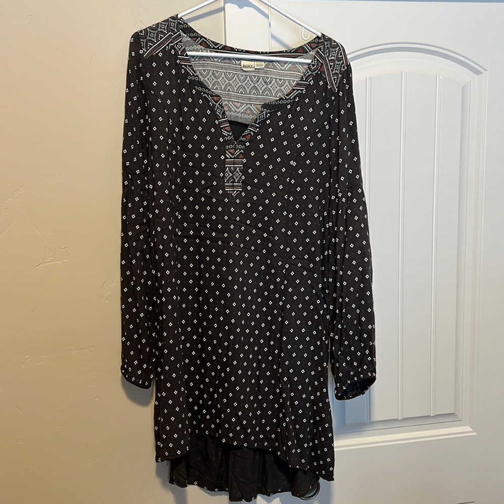 Womens Roxy Long Sleeve High Low Dress